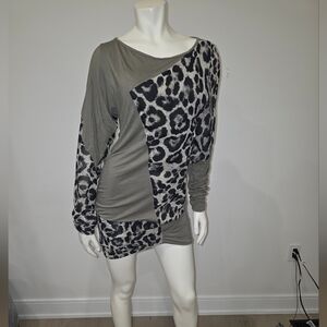 GUARAPO animal print Colorblock  mini dress, M